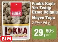 ZÜBER FINDIK KAPLI YER FISTIĞI EZME DOLGULU MEYVE TOPU